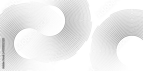 Abstract white glowing geometric lines on grey background. Modern shiny blue circle lines pattern. Futuristic technology concept. Suit for cover, poster. eps 10