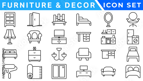 Furniture icons. Vector illustration.