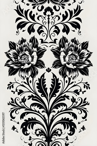 black and white floral background