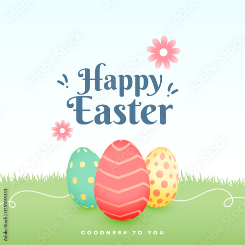 happy easter wishes background with colorful eggs
