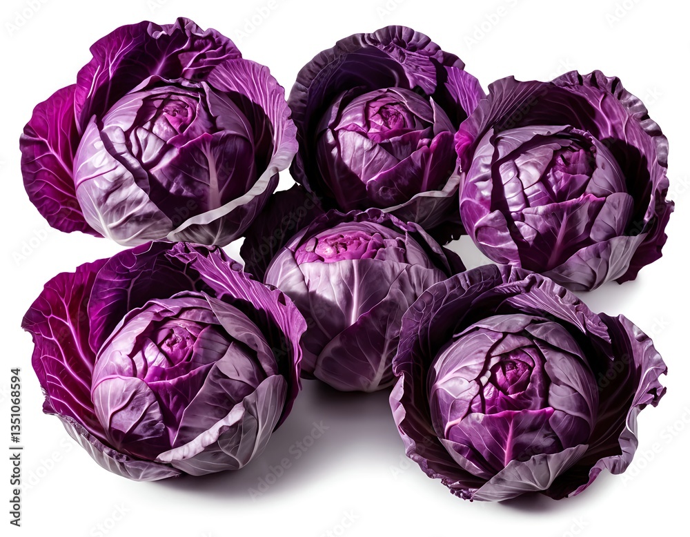 Obraz premium Five Vibrant Red Cabbages