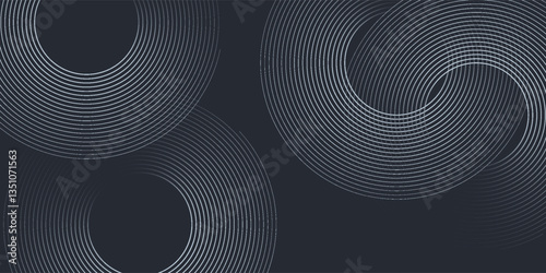 Abstract white glowing geometric lines on grey background. Modern shiny blue circle lines pattern. Futuristic technology concept. Suit for cover, poster. eps 10