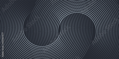 Abstract white glowing geometric lines on grey background. Modern shiny blue circle lines pattern. Futuristic technology concept. Suit for cover, poster. eps 10