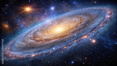 A majestic Andromeda Galaxy in the night sky with stars and planets , galaxy, night sky