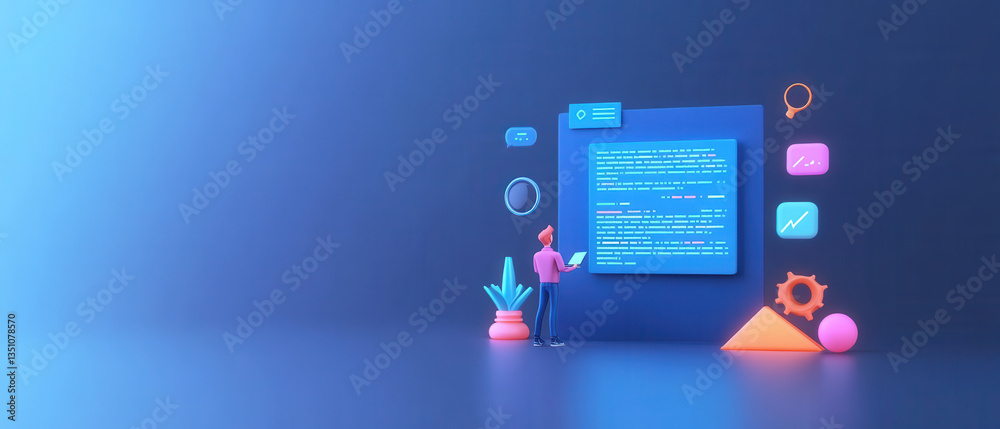 Developer Working on Code with Digital Tools Developer Working on Code with Digital Tools