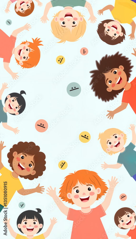 Happy children celebrating joyfully against a light blue background Happy children celebrating joyfully against a light blue background