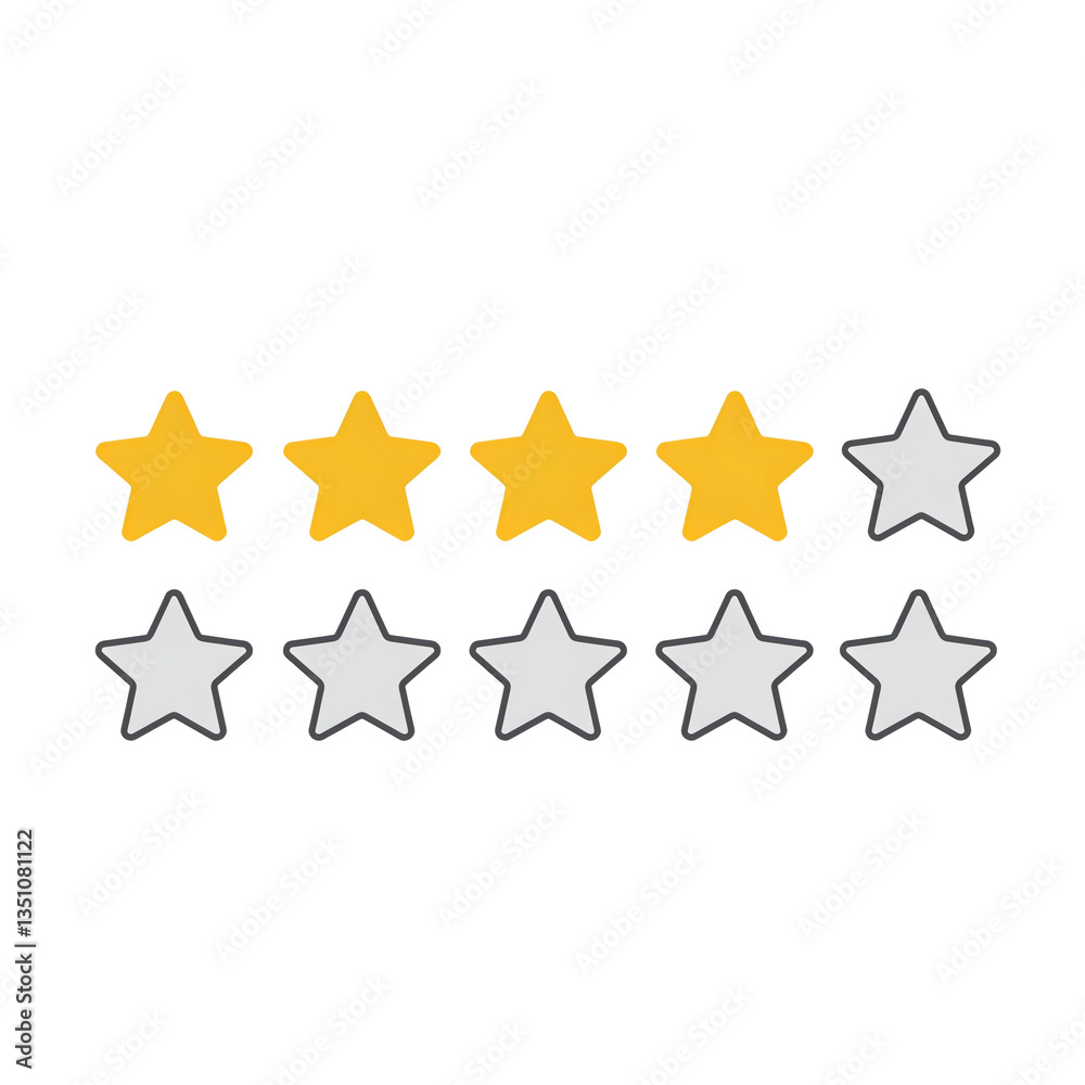 Golden Stars with Grayscale Mixed Review Illustration Golden Stars with Grayscale Mixed Review Illustration