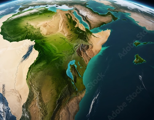 Aerial View of Eastern Africa and the Arabian Peninsula from Space