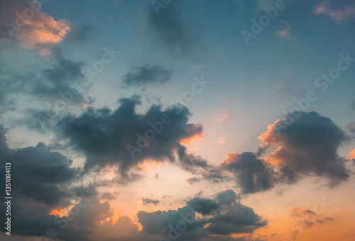 Beautiful evening sky with clouds. sunset. background