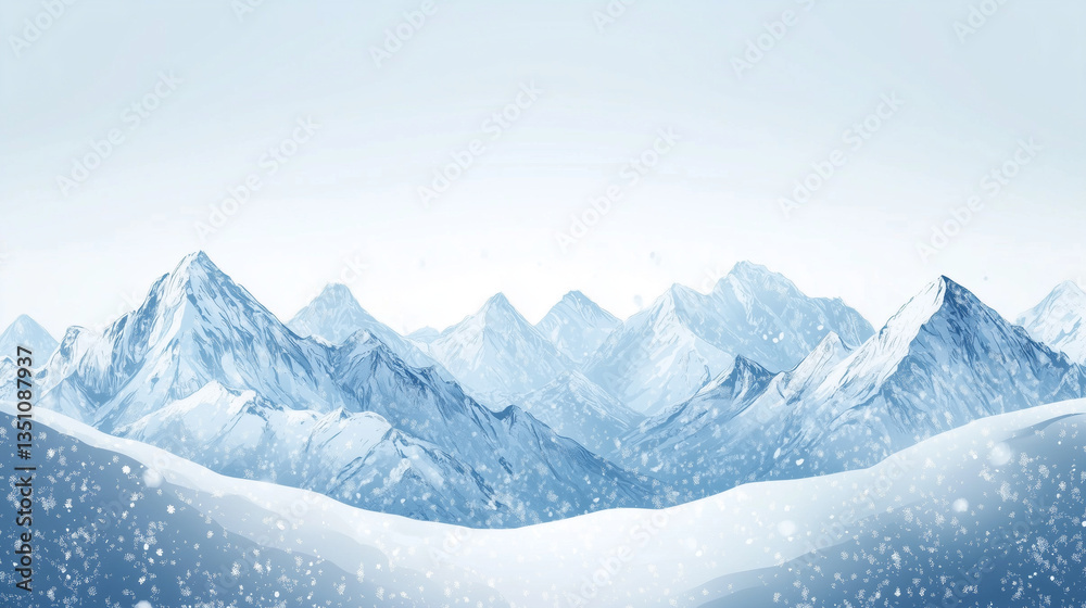 Andes Mountains Banner with light snow, background of mountain peaks covered with the first snow of winter, soft morning light reflects on clean white snow Andes Mountains Banner with light snow, background of mountain peaks covered with the first snow of winter, soft morning light reflects on clean white snow