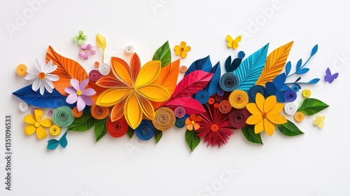 Create vibrant, colorful paper flowers! This craft art design features beautiful petals and leaves, allowing your paper blooms to flourish with artistic splendor.