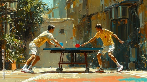 Street Ping-Pong Players Outdoor
