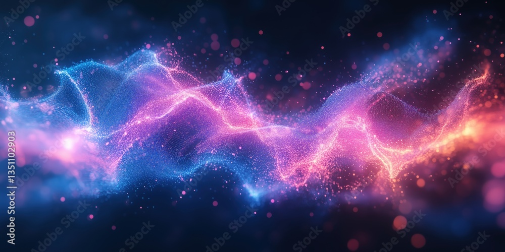 Colorful abstract wave of light particles creating a mesmerizing digital background Colorful abstract wave of light particles creating a mesmerizing digital background
