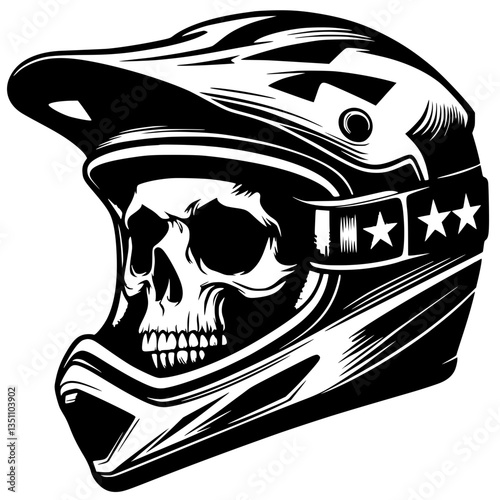 Skull silhouette motocross helmet