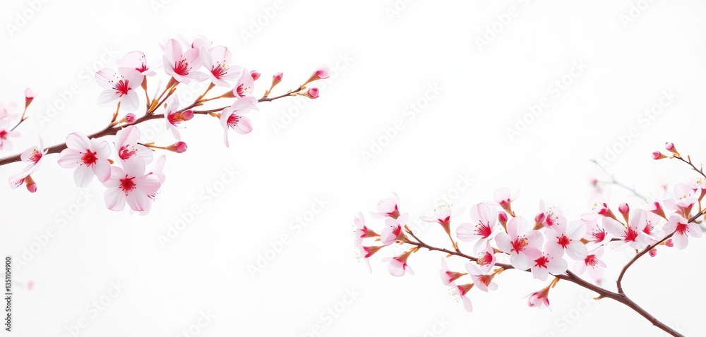 Delicate pink and white sakura blossoms form a graceful border, perfect for spring themed designs, invitation, subtle Delicate pink and white sakura blossoms form a graceful border, perfect for spring themed designs, invitation, subtle