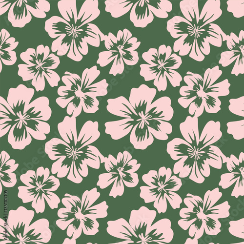 Floral pattern with beige background. Seamless pattern with florals for fabric, textiles, clothing, wrapping paper. Vector illustration
