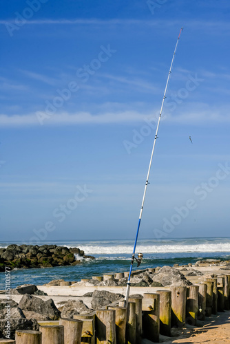 Fisherman at Vieux-Boucau Lake in southwest France