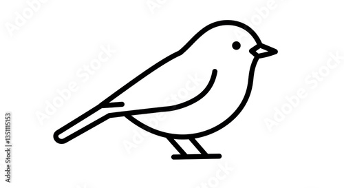 Isolated Simple Bird Outline Illustration