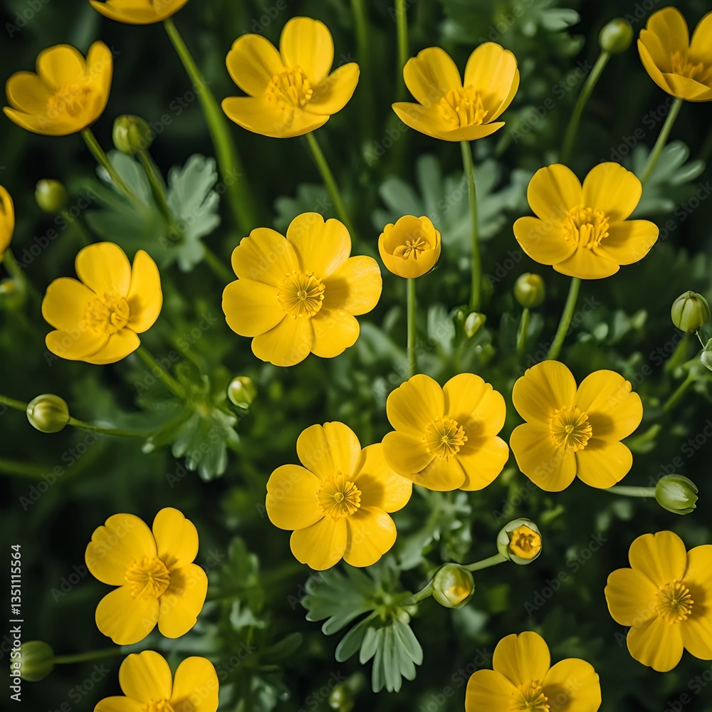 Obraz premium Close-up of Blooming Yellow Buttercups