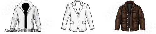 Wallpaper Mural Three jackets white, white blazer, brown isolated on white or transparent Torontodigital.ca