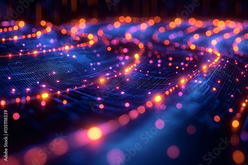 Abstract Colorful Digital Background with Flowing Lights and Patterns