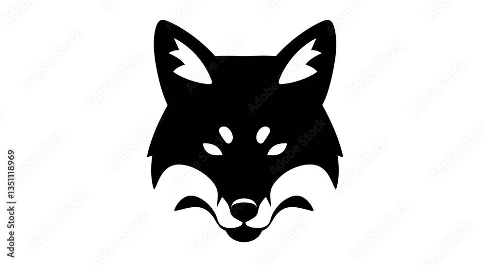 Fototapeta premium Isolated Fox Head Silhouette with Playful Details