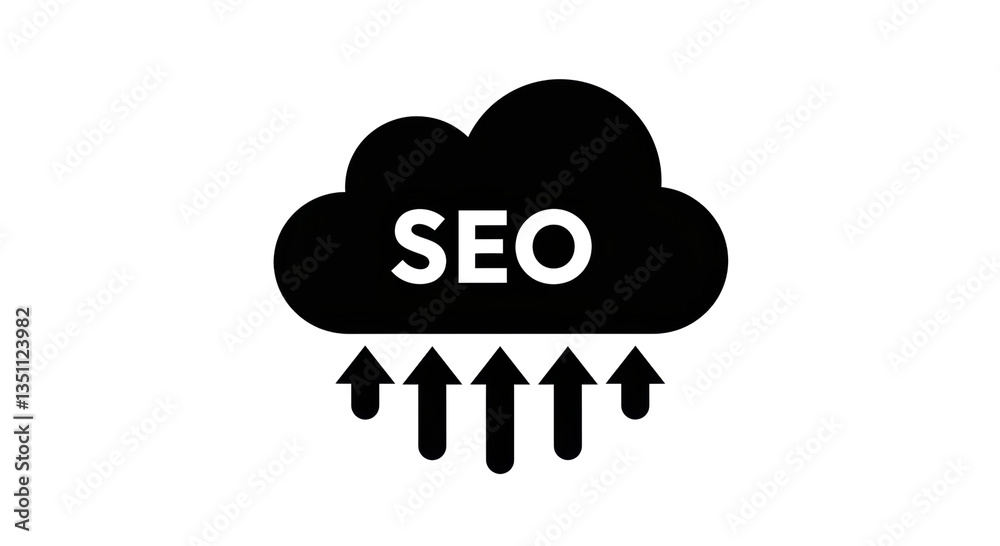 Isolated SEO Cloud with Upward Arrows Icon Isolated SEO Cloud with Upward Arrows Icon