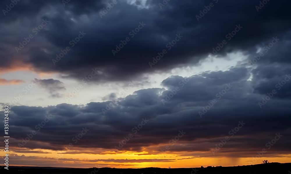 Dramatic Sunset Sky: Fiery Hues and Dark Clouds Dramatic Sunset Sky: Fiery Hues and Dark Clouds