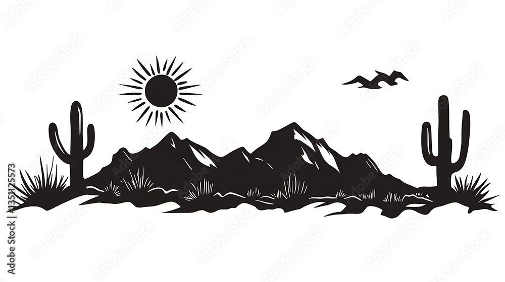 Fototapeta Desert Sunset Silhouette. (5)