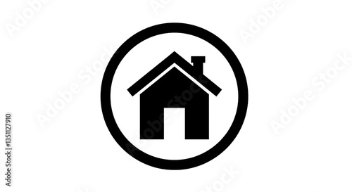 Isolated House Icon in Circle