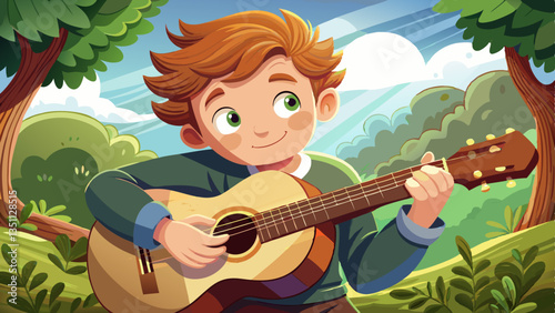 Woman playing acoustic guitar with finger catching chord on bar outdoors