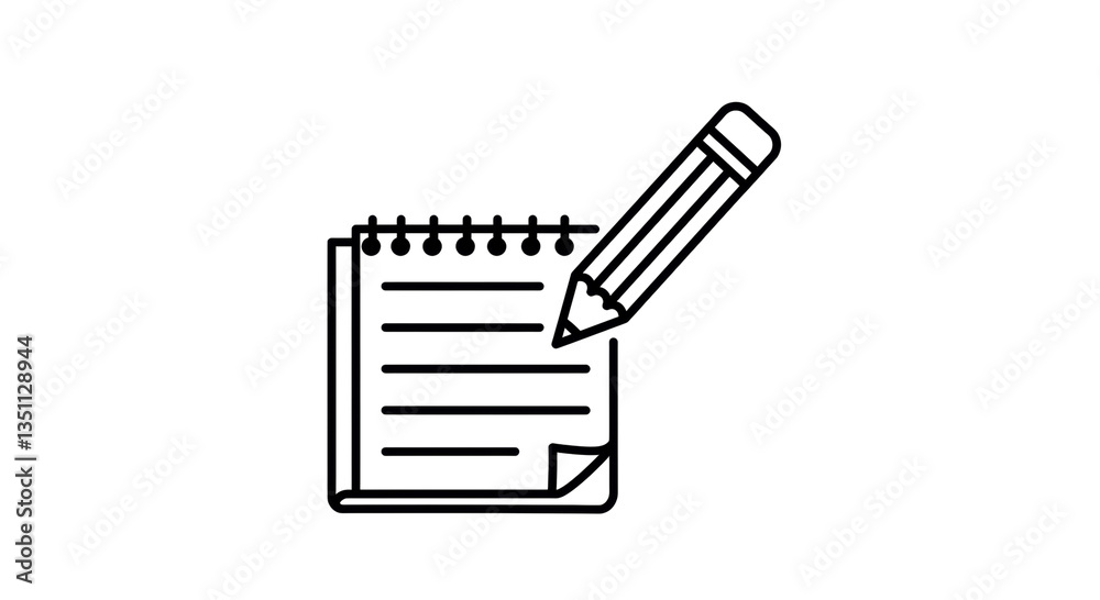 Isolated Notepad and Pencil for Writing Notes Isolated Notepad and Pencil for Writing Notes