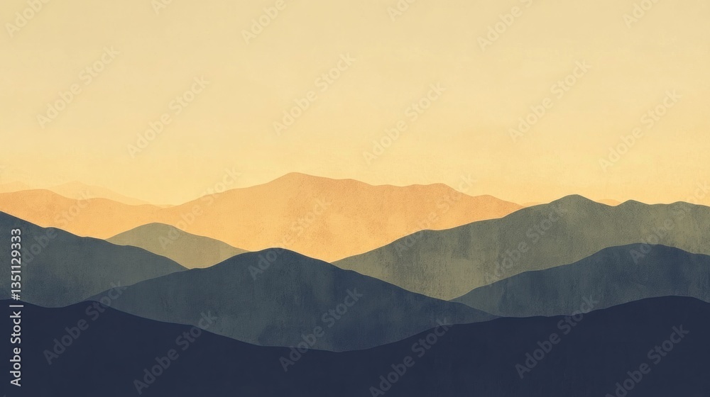 Naklejka premium Golden Hour Mountain Range Silhouette