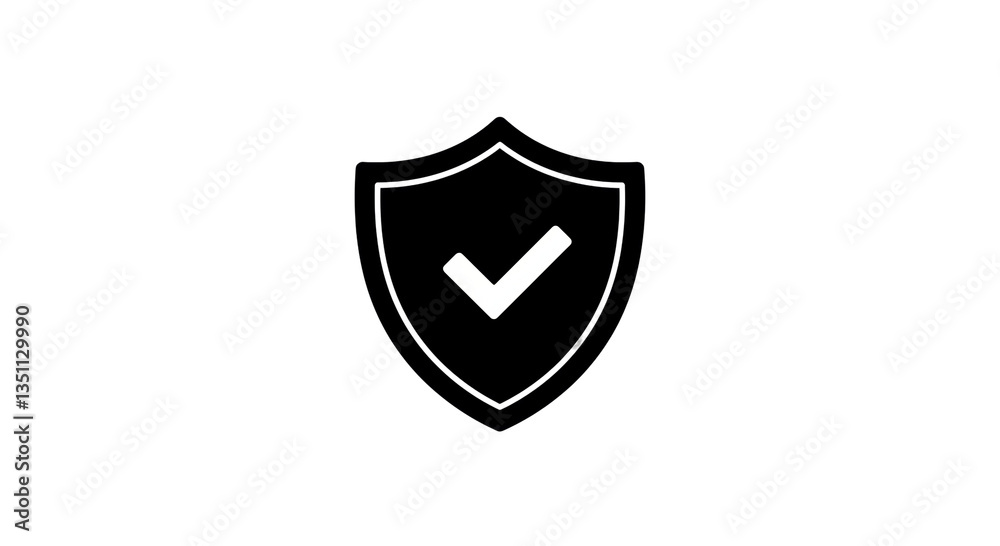 Isolated Shield with Check Mark Symbolizing Security and Protection Isolated Shield with Check Mark Symbolizing Security and Protection