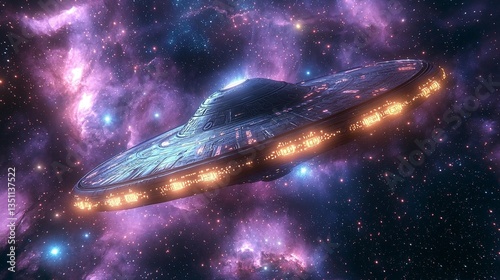 UFO in Cosmic Nebula