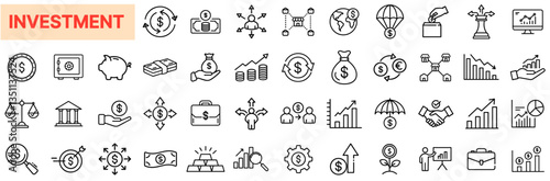 Investment and Finance Icons – Capital Growth, Wealth, Portfolio, Strategy, Financial Planning