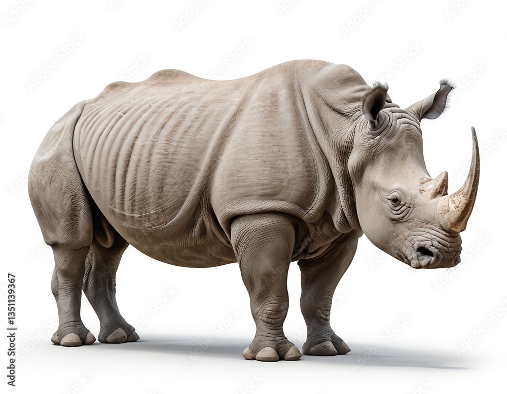 Fototapeta premium White Rhinoceros, isolated on white background