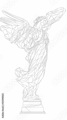 Elegant One Line Winged Victory of Samothrace Vector Art for Classical Inspiration and Design