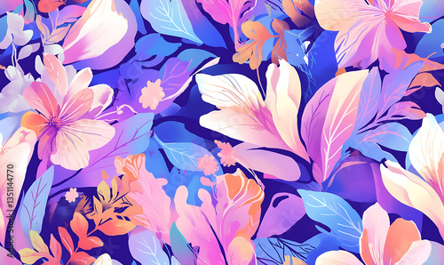 Creative 2D Doodle seamless pattern Floral or flower Illustrations
