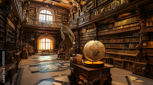 A Grand, Old Library Filled With The Wisdom Of Ages, Whispering Stories Of Exploration And Discovery, Bathed In Warm, Golden Light