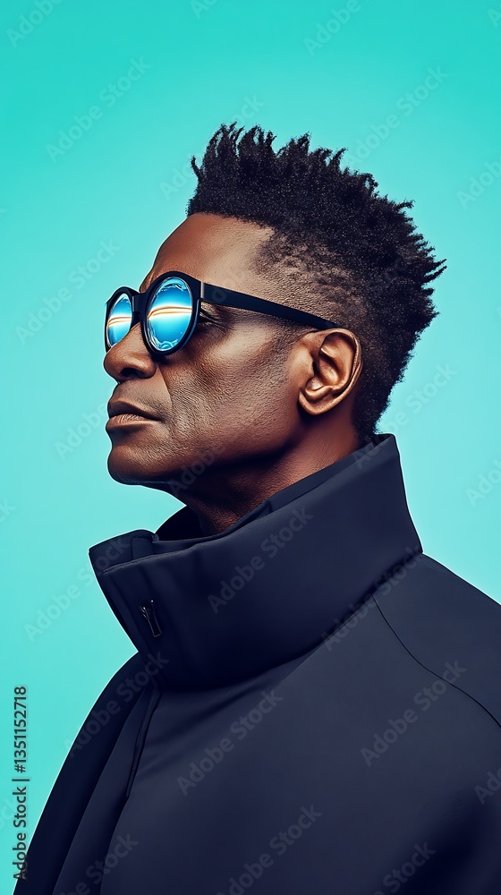 Fototapeta premium Stylish Man with Blue Background.
