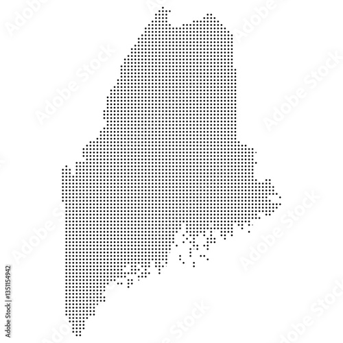 Black Dot Map of Maine with Transparent Background