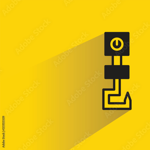 pulley crane hook icon on shadow yellow background