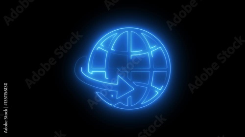 Wallpaper Mural Neon glowing white color globe icon on black background animation Torontodigital.ca