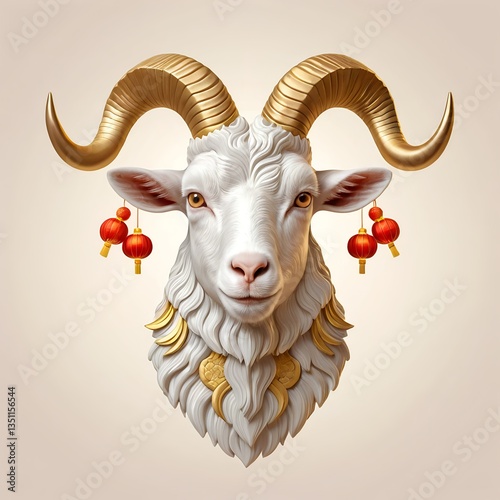 Golden Ram with Chinese Lanterns