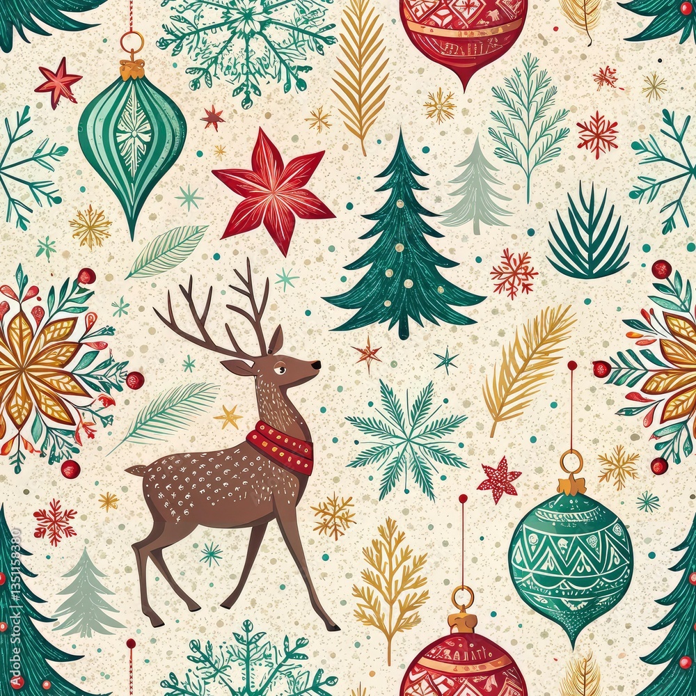 Festive Holiday Patterns with Snowflakes & Ornaments Unique pattern design Festive Holiday Patterns with Snowflakes & Ornaments Unique pattern design