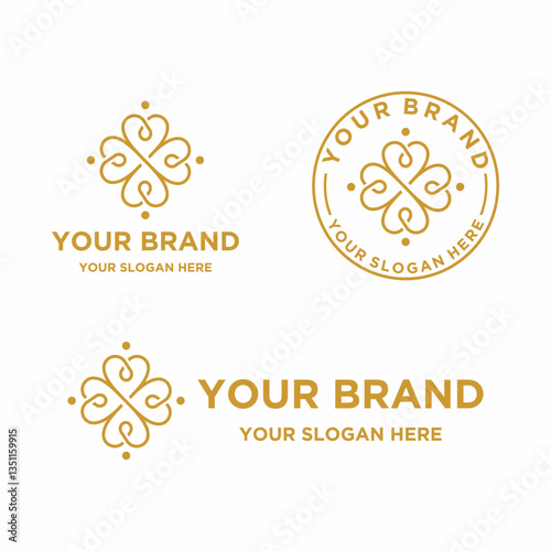 hearts logo variations with symbol of human and organic decoration concept