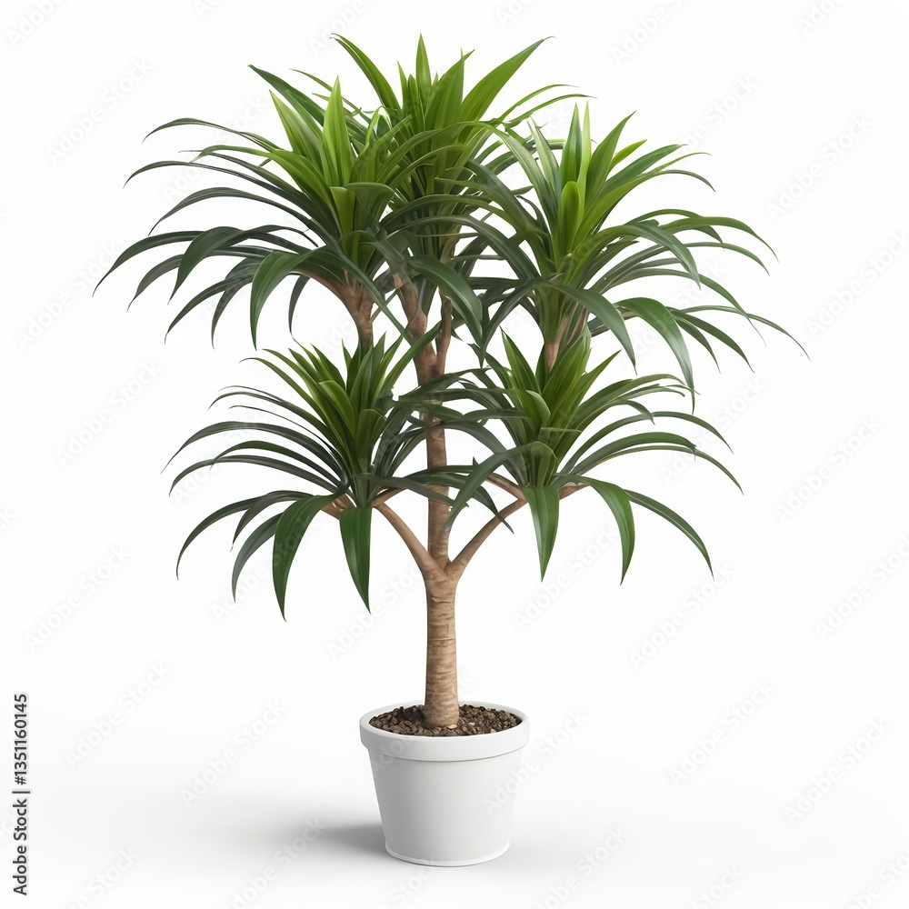 Fototapeta premium Dracaena Marginata Plant in White Pot