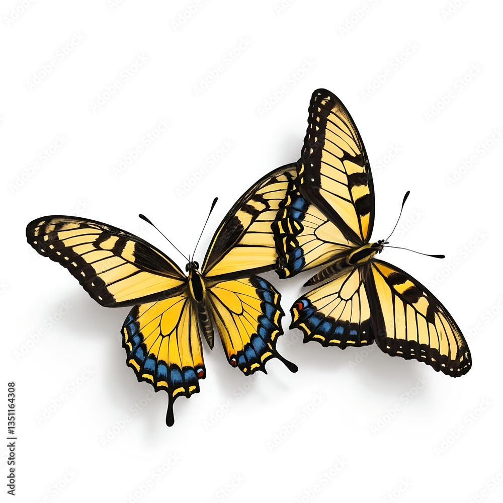 Obraz premium Two Yellow Butterflies in Flight