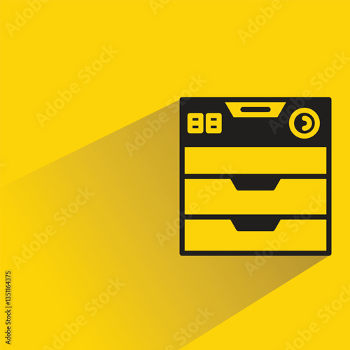 electric oven icon with shadow on yellow background